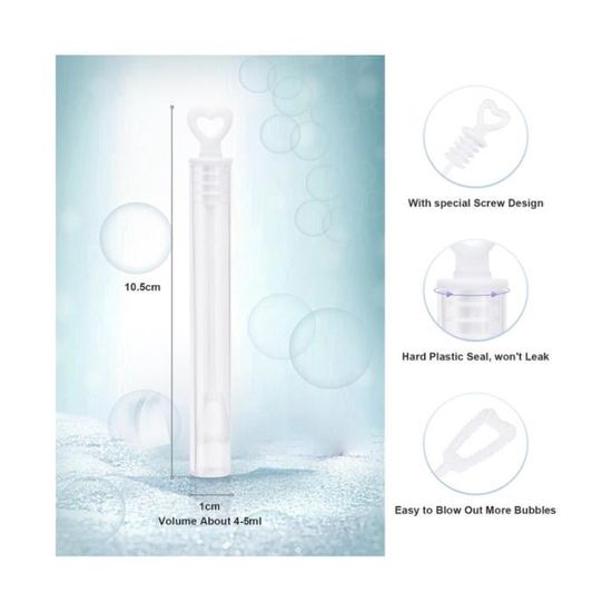50Pcs Bulles de Savon Mariage, Tube Bubble avec Poignée, Bulles de Savon Enfant Avec tiquette