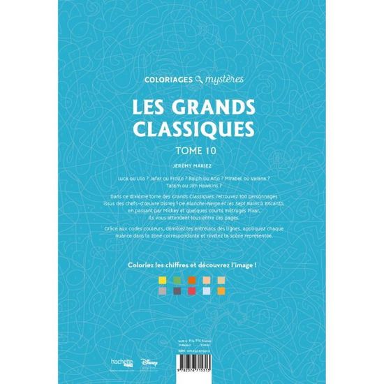 Coloriages mystères - Les Grands classiques Disney Tome 10 - Cdiscount  Librairie