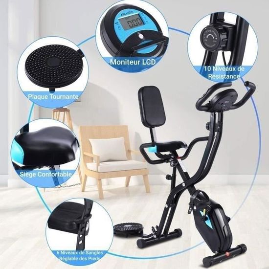 Velo d Appartement Pliable Connecte APP Cardio X Bike Dossier 10 Niveaux Resistance Magnetique Moniteur LCD Support Tablette Cdiscount Sport