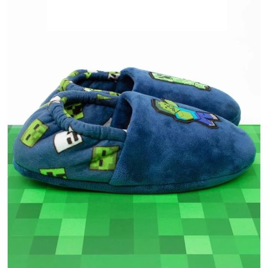 Minecraft Chaussons ZOMBIE V Bleu vert Cdiscount Chaussures