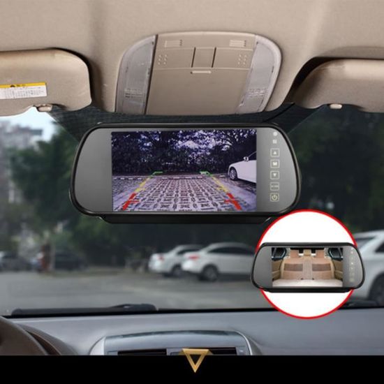 Caméra Vue Arrière, Moniteur De Vue Arrière 4,3 Pouces, Kit De Moniteur De Rétroviseur De Voiture HD écran LCD TFT 2 Canaux Entrée Vidéo AV1 AV2 Pour Caméra De Recul