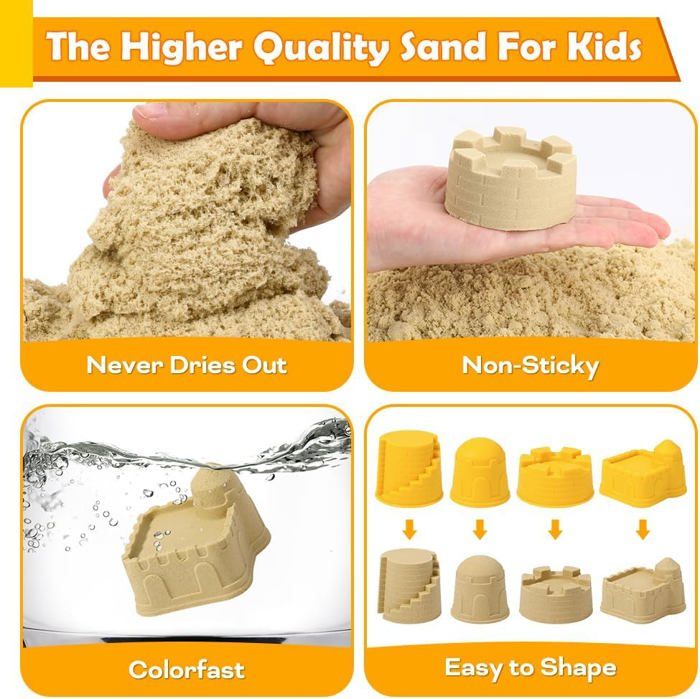 FRUSE Jouet Sable Magique Ferme 1 Kg – 38 Pièces Avec Tracteurs Démontrables, Animaux, Légumes & Bac Couvercle – Idéal Enfant 3-8 Ans Bac à Sable Rangement