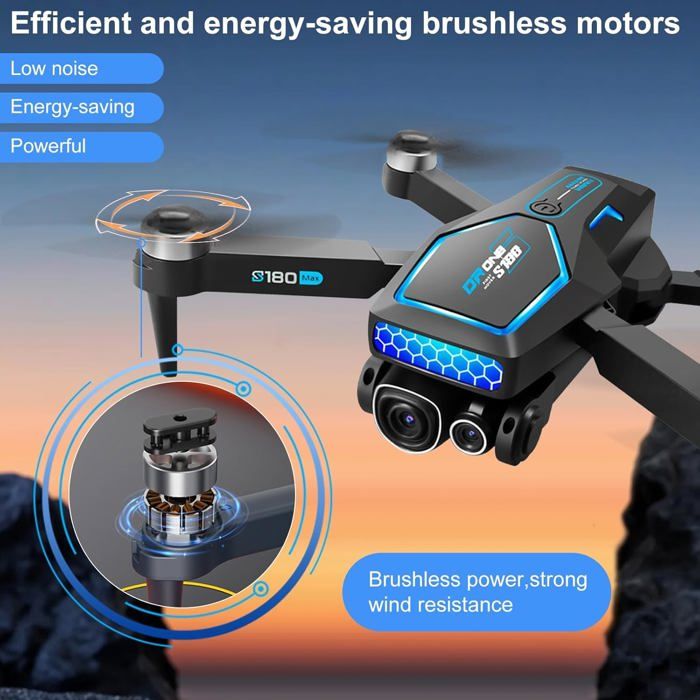 Drone 4K Avec Moteur Sans Balais – Triple Caméra (dont Caméra ESC) – Évitement D’Obstacles 360° – Maintien D’Altitude – 168 G – Connexion WiFi – Pour Enfants Et Adultes – Cadeau
