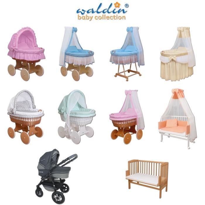 Landau berceau bebe complet WALDIN blanc hauteur reglable matelas inclus Cdiscount Puericulture Eveil bebe