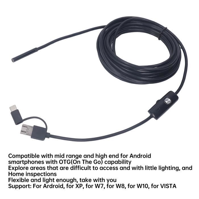 Caméra Endoscope Conçu pour iPhone avec 8 Lumières LED, Caméra Serpent 8  mm, IP67 Étanche