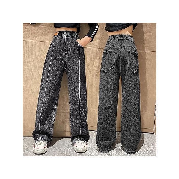 Jean Baggy Pour Fille - Taille Haute élastique, Jambes Larges Avec Nœud - Streetwear Décontracté Pour Enfants