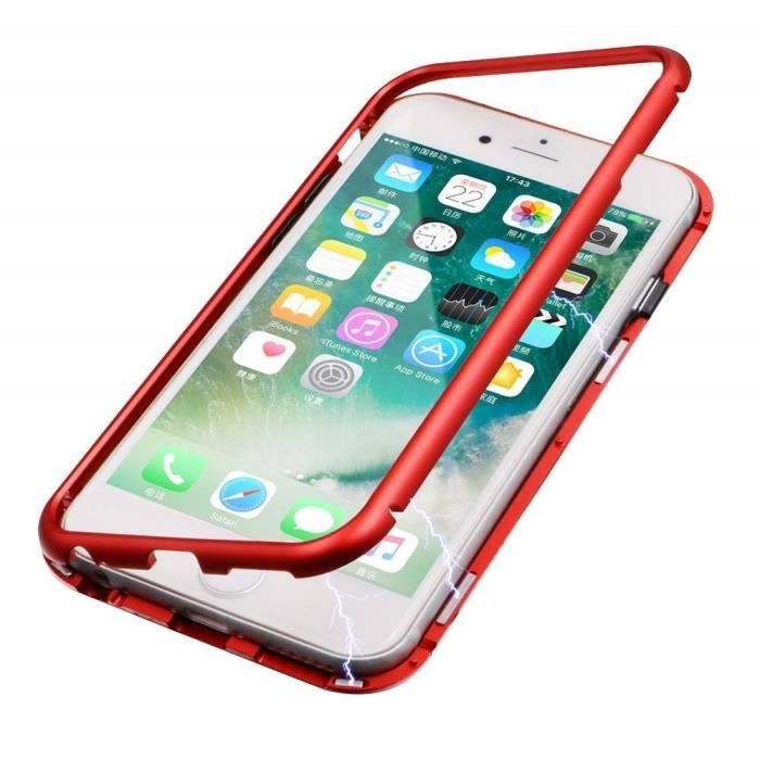 Coque pour iPhone SE 2020 - Coque Magnetique Rouge Housse Etui 360 Intégral  Verre Trempé Film Protection Ecran [Phonillico®]