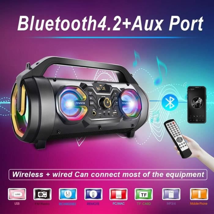Enceintes Bluetooth, 30 W Portable Avec Caisson De Basses, Radio Fm