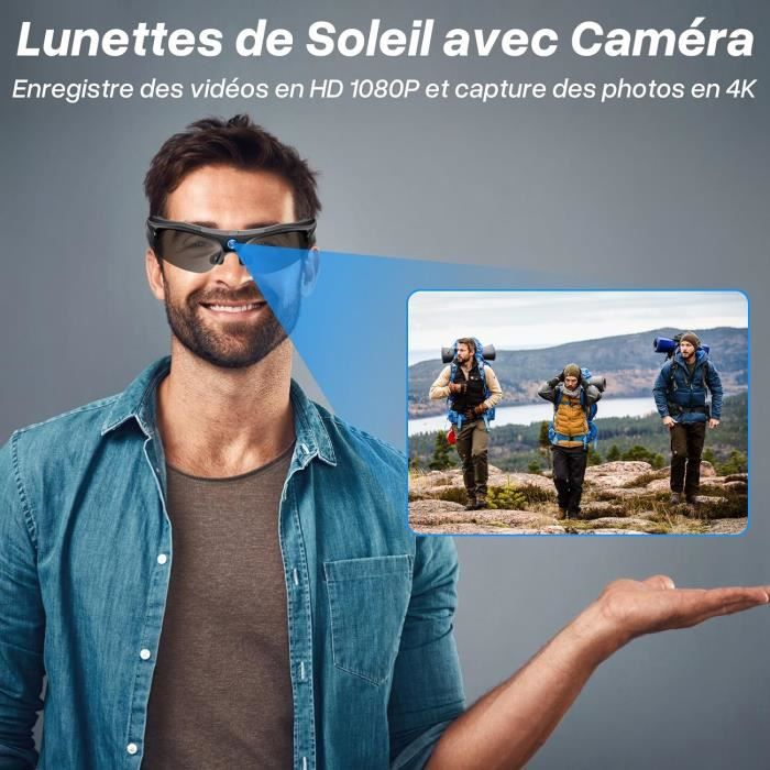 Nisanuki Caméra Espion Lunettes De Soleil HD - Mini Caméscope Portable Avec Enregistrement Vidéo