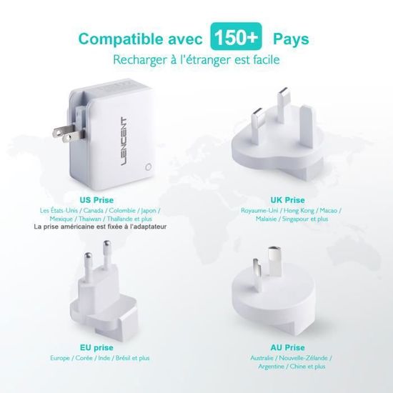 Lencent Adaptateur de Voyage et USB pour 150 pays, avec étui : meilleur  prix et actualités - Les Numériques