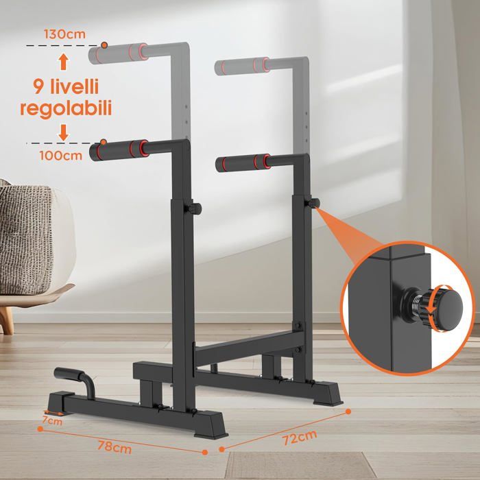 Parallele Per Calisthenics DH FitLife - Regolabili In Altezza E Distanza, Portata 500 Kg, Per Dip E Push Up