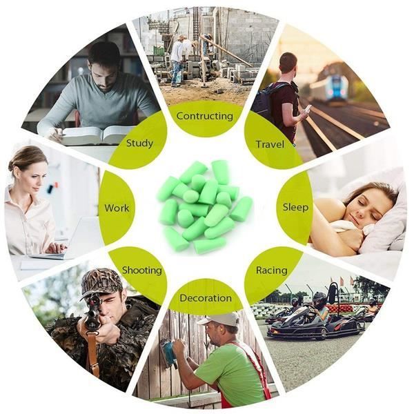 Bouchons D'oreille En Mousse - Lot De 5 Paires Avec Cordon - Réduction Bruit Pour étude, Travail, Sommeil