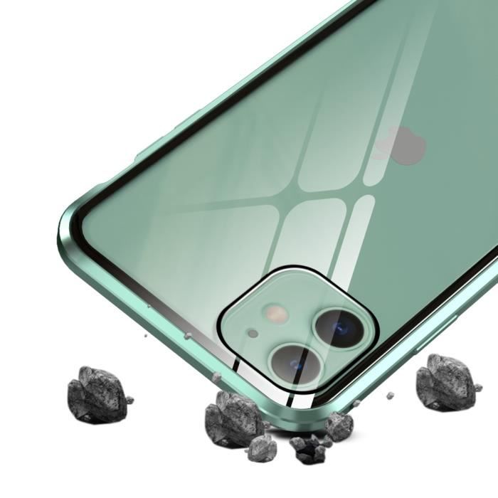 Coque magnétique de confidentialité pour iPhone 11, verre trempé double  face transparent anti-peeping [Cadre de pare-chocs en métal absorbant l' aimant] Coque de protection complète à 360 degrés pour iPhone 11 6,1'' Noir  