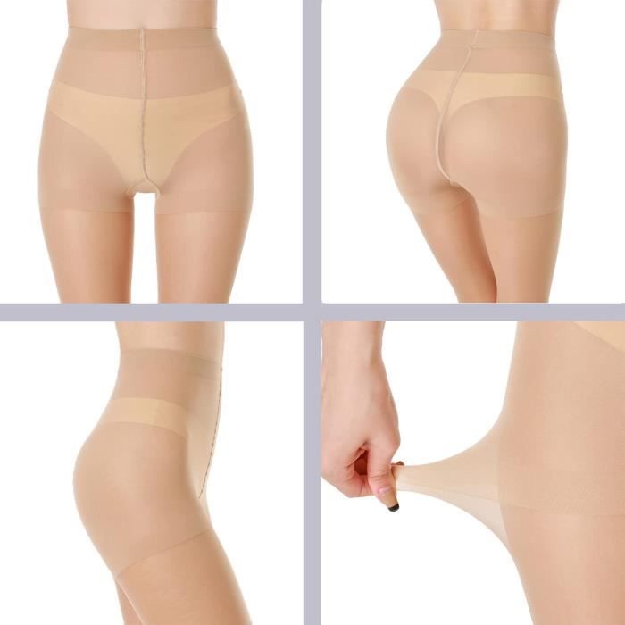 3 Paires Collant Femme Collants Ventre Plat Indechirable 20D