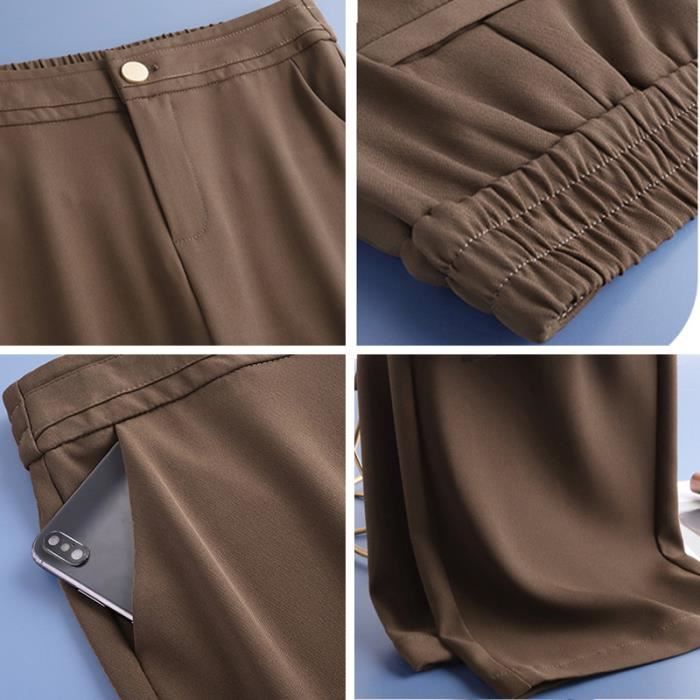 Celanisai Pantalon à Carreaux Pour Femme - Élégant - Jambes Larges