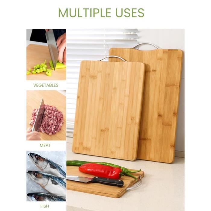 Planche à Découper En Bambou Avec Plateau Amovible - 36x27.5 Cm - Antimicrobienne - Pour Légumes, Viande, Fromage - Cadeau Cuisine