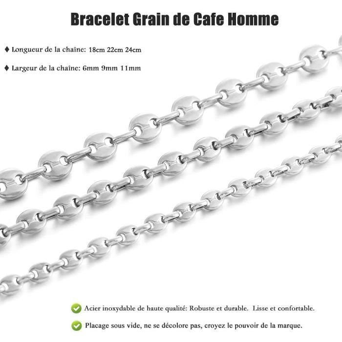 Parure pour Homme - Grain de café ( 6mm ) - Couleur Noir-Gris main image 1