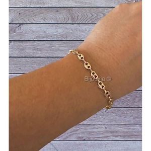 Vieux Bracelet Chaîne Grain De Café En Plaque Or, Super Look Vintage