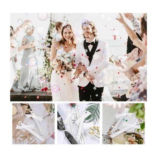 Tubes Pour Bulles De Savon, Mariage, Lot De 144, Avec Poignée En Forme De Coeur Cadeaux Pour Invites Blanc 92933940