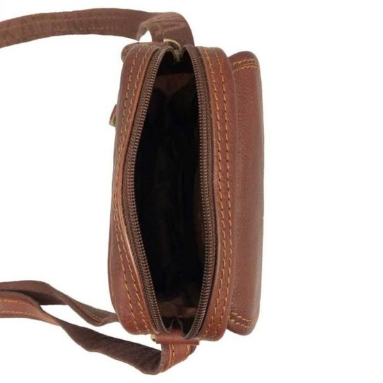 Sacoche Homme En Cuir Gras Katana - Marron, Dimensions 19x23x5 Cm, Neuve Avec étiquettes