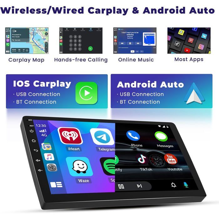 Hikity [2+64GB] Android 15 Autoradio CarPlay Android Auto Wireless per Fiat Tipo Egea 2015-2020 Radio 7 Pollici Touchscreen Auto Radio con Navi WiFi GPS FM RDS EQ SWC Telecamera Posteriore
