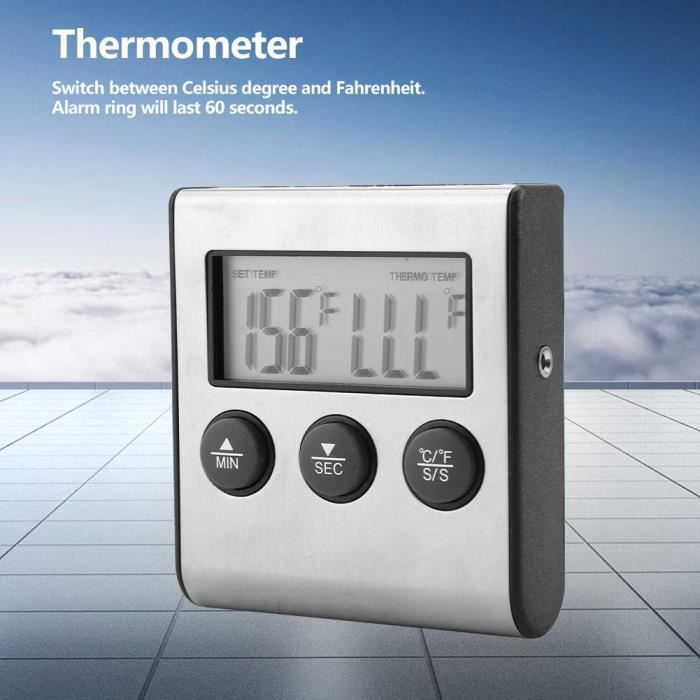 Thermomètre Patisserie Professionnel,Thermomètre Alimentaire Electronique,Thermomètre  Cuisine Numérique à Sonde Avec Mode Minuterie - Cdiscount Maison
