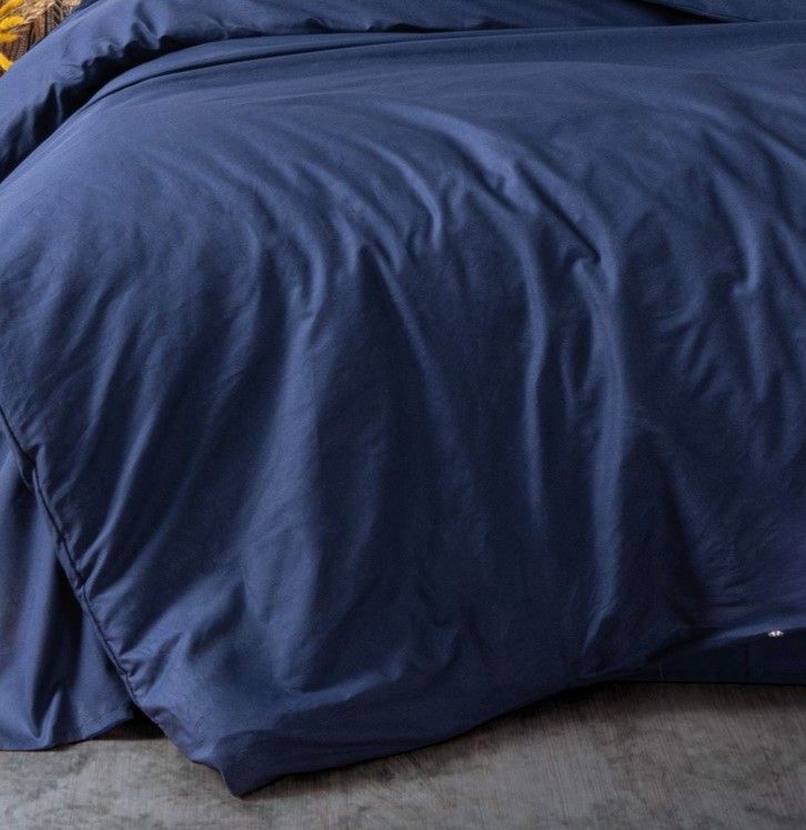 Ensemble De Housse De Couette | Parures De Lit Bleu Marine 135x200 Cm Coton Cfw33376 92272770