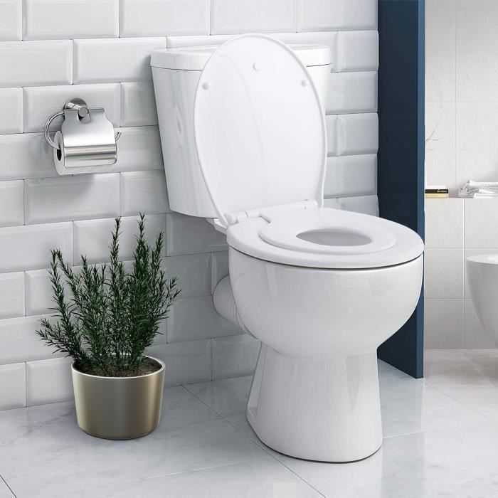 Abattant WC, Himimi Cuvette Toilette avec frein de chute, Lunette de  Toilette Universelle Forme D, Charnière