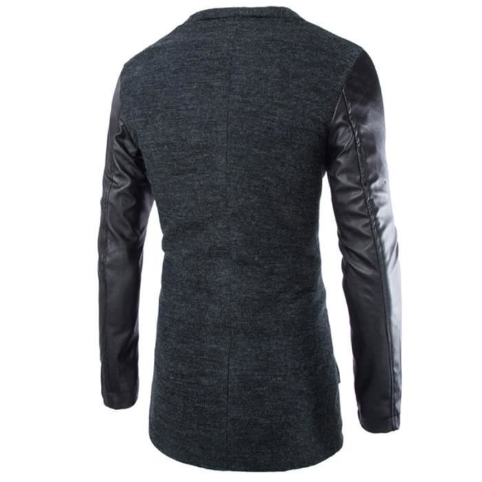 Manteau pour homme hiver en slim PU cuir Vetement Masculin parka Gris Cdiscount Pret a Porter