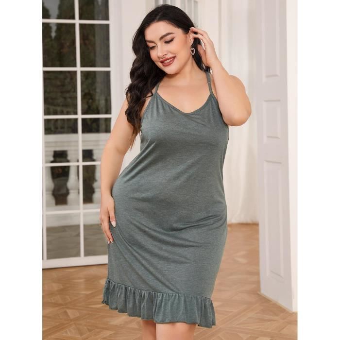 Robe d t sexy col V et ourlet volants pour femmes robes trap ze dos d coup dos nu document solide grande 1.5mmx17070m