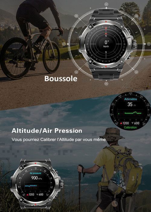 Montre connectée hybride sales garrett en cuir brun