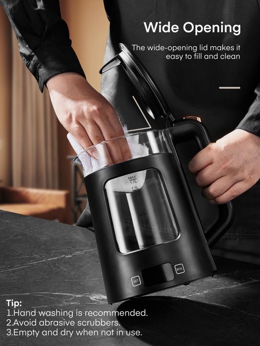 Bouilloire électrique Linsar 1,7L - Température Réglable (5 Niveaux), Maintien Au Chaud - Acier Inoxydable, Filtre Anti-calcaire - 2200W