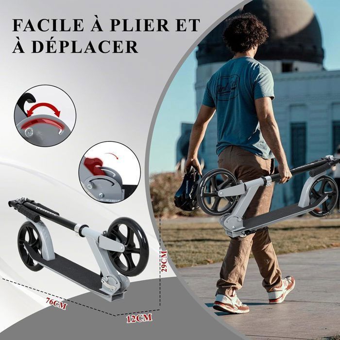 Trottinette Pliable Enfant 37-60 Mois Roues PU LED Frein Arrière Guidon