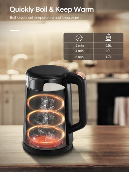 Bouilloire Électrique Intelligente Col De Cygne 1.0L, Contrôle Temp Et Maintien Chaud, 1000W En 4 Min, Acier Inox Pour Café/Thé, LED, Tactile, Cuivre Vintage, Sans BPA