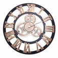 3D Horloge Murale Grand Classique Vintage Rétro Silencieux Décor Industriel Pour Salon, Bar-0