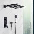 Colonne de Douche Encastrée noir -Tête de douche carrée lation 30cm-Ensemble Douche Encastrable avec Affichage LCD de la-0