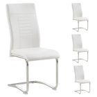 IDIMEX Lot de 4 chaises de salle à manger ou cuisine LOANO, Chaise cantilever avec assise rembourrée et piètement en métal chromé, Blanc