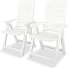 vidaXL 2 pcs Chaises inclinables de jardin Plastique Blanc
