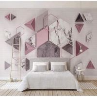 Papier Peint Photo Motif géométrique rose gris blanc 250x175cm 3D fond d'écran photo salon TV fond d'écran mural Chambre Décor