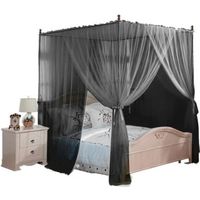 Rideau de lit d'angle en dacron avec moustiquaire ultra grande - Uarter - Noir - 210 x 190 x 240 cm