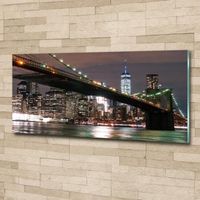 Tulup 125x50cm Tableau sur verre acrylique- Spectacles architecture - Manhattan New York - Multicolore Noir