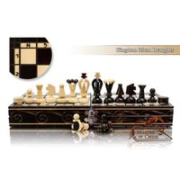 Lovely Brown KINGDOM Chess & Drafts 35cm - 13.8in Jeu d'échecs en bois européen populaire! Produit original de Master Of Chess