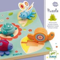 Puzzle 3D en bois - DJECO - La tortue et ses amis - 5 pièces - Pour bébé de 12 mois et plus