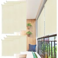 LZQ Store extérieur vertical - Protection solaire, brise-vue - Imperméable - Pour terrasse, balcon - Beige - 140 x 240 cm
