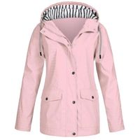 Manteau,Veste de pluie à capuche pour femme, imperméable, coupe vent, longue et chaude, pour l'extérieur, grande - Type Rose