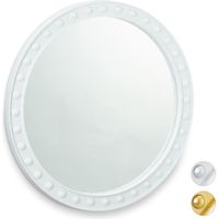 Relaxdays Miroir mural rond, Miroir à accrocher, Salon, salle de bain & WC, ∅ env. 50,5 cm avec cadre, Blanc - 4052025938314