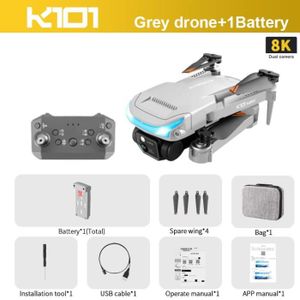 Achetez K101 Mini Mini Pliable Drone 4K Dual Camera Caméra 3 Voies  Évitement RC Quadcoptère (positionnement de Débit Optique + Batterie ESC +  1) - Noir de Chine