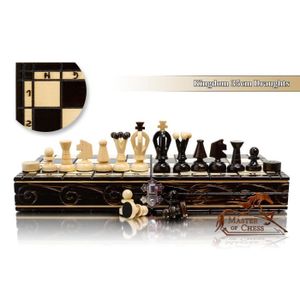 JEU SOCIÉTÉ - PLATEAU Lovely Brown KINGDOM Chess & Drafts 35cm - 13.8in 