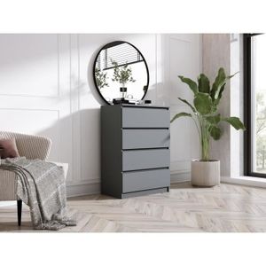 COMMODE DE CHAMBRE Commode chambre - ANTHRACITE - 4 tiroirs - Style S