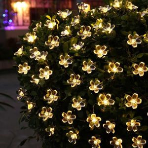 LAMPE DE JARDIN  Guirlandes solaires 12m lampe solaire fleur de pêc